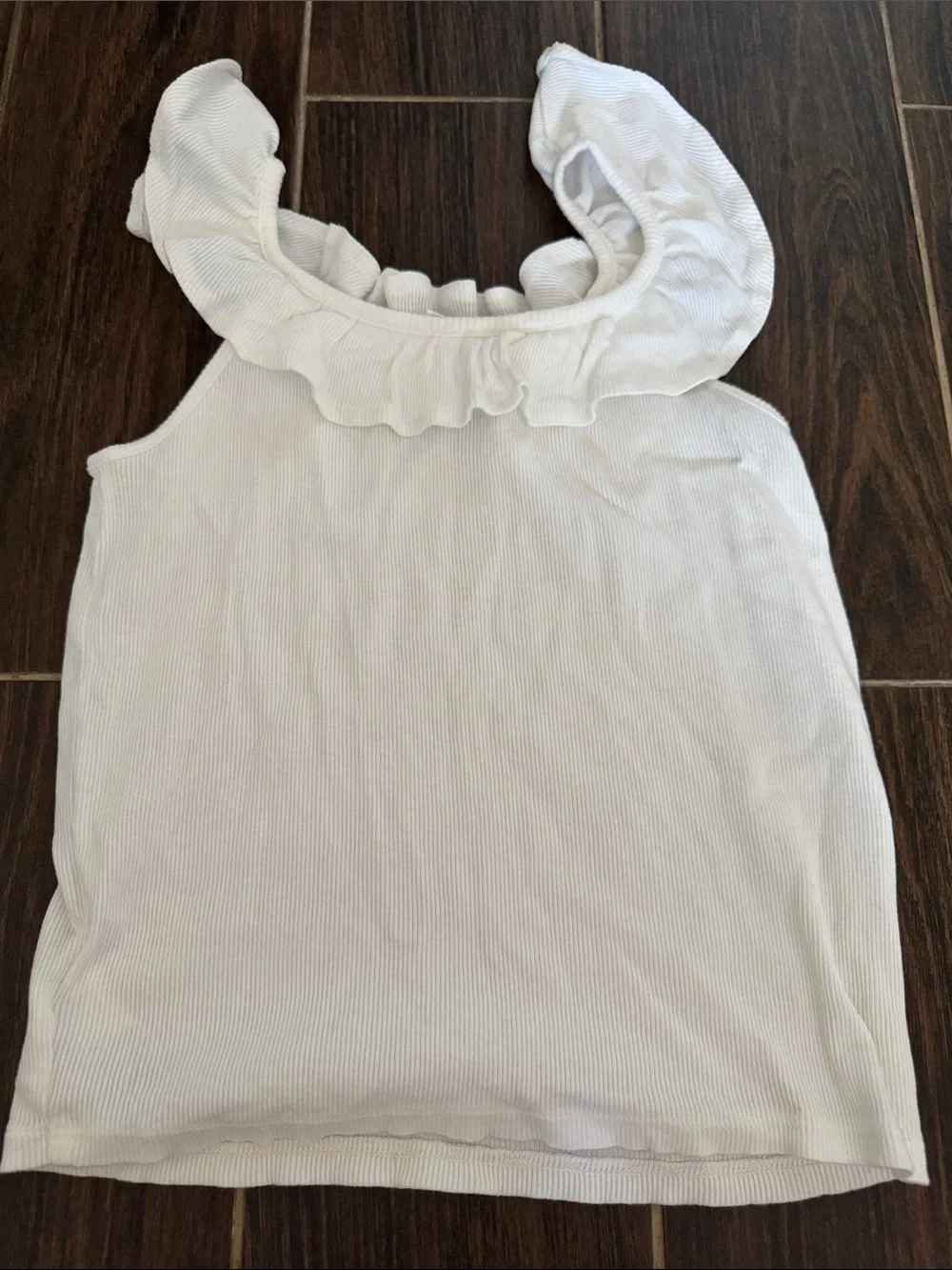 Girls Gap, cotton White Ruffled Tank Top